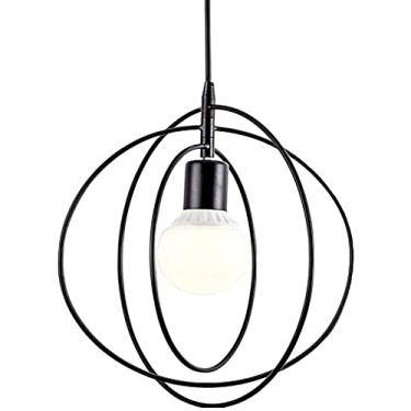Imagem de Luster pendente Estilo Nórdico Luminária de Teto E27 Ø30CM para Quarto/Restaurante/Casa/bar (Redondo Pendente, Preto)