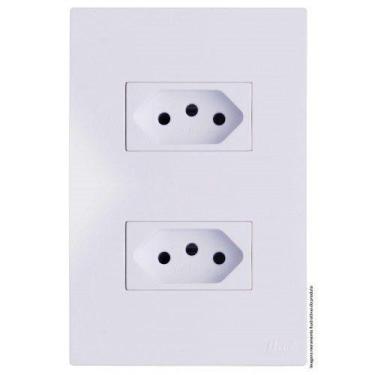 Imagem de Cj Tomada Dupla 10A Separado 4X2 - Recta Branco Gloss 11192-9 - Blux R