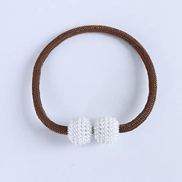 Imagem de 1 pacote com prendedor de cortina magnético fivela de moldura de cortina 16 cores com cadarço acessórios para cortina decoração de casa, castanho-avermelhado