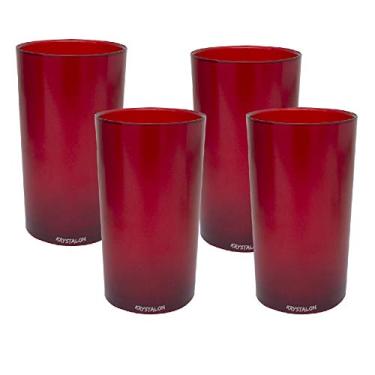 Imagem de Kit 4 Copos Big Drink 500ml Vermelho - Policarbonato Texturizado