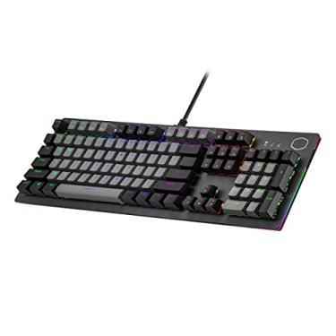 Imagem de Cooler Master CK352 Teclado mecânico de jogos de interruptor vermelho RGB com retroiluminação e barras de luz RGB, alumínio jateado e esquema de cores de duas teclas, Modelo: CK-352-GKMR1-US