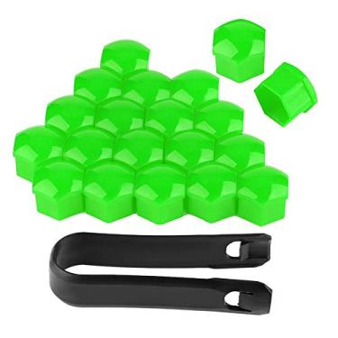 Imagem de Tampa de porca de roda de 17 mm, 20 peças de capa de aro de porca de pneu hexagonal com conjunto de ferramentas de remoção para carros (verde)