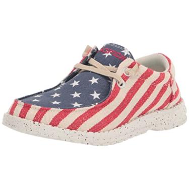 Imagem de ROPER Sapatos Oxford unissex para crianças, com bandeira solta, tecido vermelho/azul, Vermelho, 3 Little Kid