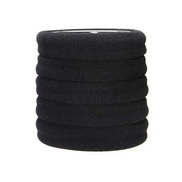 Imagem de L. Erickson Sport Pony Tube Ponytail Holder Hair Ties, conjunto de cinco, Preto