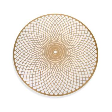 Imagem de Jogo Americano Redondo De Plástico Mandala Dourado 38 Cm - Indo Decora