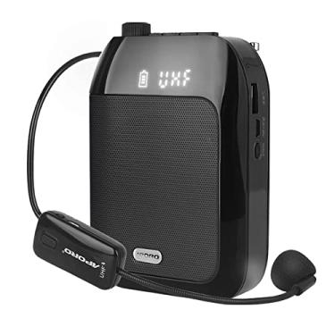 Imagem de Amplificador de alto-falante de voz portátil para professores com microfone sem fio fone de oido cós recarregável pessoal BT alto-falante suporte gravação de música rádio fm para sala de aula