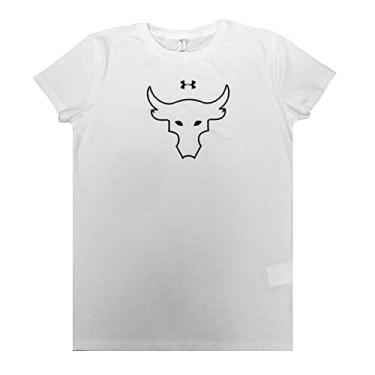 Imagem de Camiseta feminina Under Armour Project Rock Graphic manga curta (GG, branca -1310981-100)