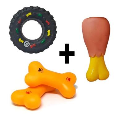 Imagem de Mordedor Brinquedos Para Cachorro Kit Vinil Pet Cães