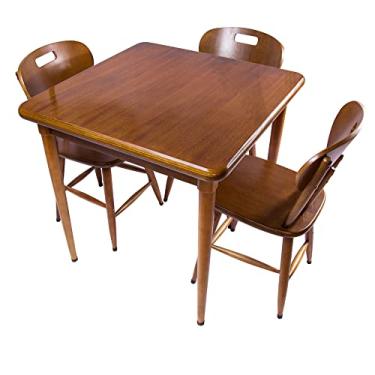 Imagem de Mesa de madeira quadrada com 3 cadeiras para sala de jantar