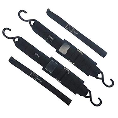 Imagem de Tiras de segurança arrastão para reboque de barco arrastão Tie-Down catraca caiaque e canoa arco e tiras de amarração de popa 2 unidades, preto