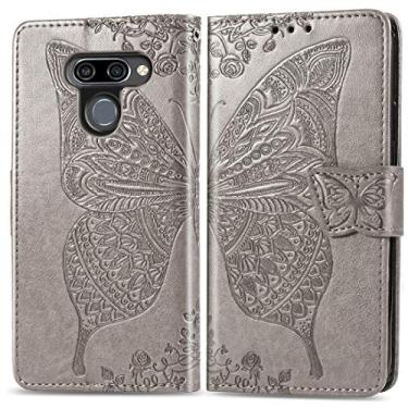 Imagem de HONGYAN Capa de telefone Butterfly Love Flores Embossing Horizontal Flip Capas de Couro para LG K50, com suporte e Cartão Slots & Carteira e Cordão Capa protetora
