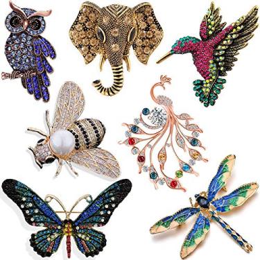Imagem de Conjunto de broche feminino broche de cristal meias vintage animal inseto elegante broches de flores broches a granel para mulheres meninas, esmalte, Zirconita