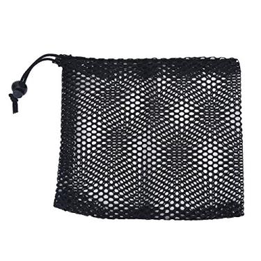 Imagem de Bolsa de malha de nylon com fecho de cordão deslizante grande bolsa de malha preta bolsa de bola de golfe bolsa de equipamento esportivo para bola de golfe e brinquedos de praia (M) Golfball Tasche