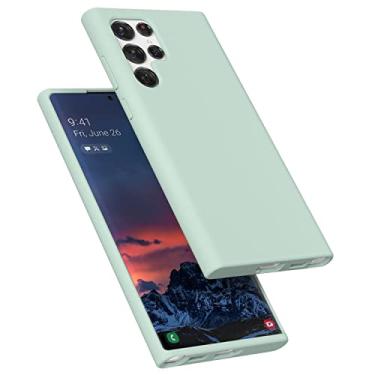 Imagem de E Segoi Capa para Samsung Galaxy S22 Ultra, capa de borracha de gel de silicone líquido à prova de choque, almofada de forro de microfibra macia compatível com Galaxy S22 Ultra 5G 6,8 polegadas (menta)