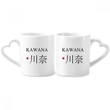 Imagem de Kawana Japaness City Name Red Sun Flag Couple Porcelain Mug Set Ceramic Lover Cup Heart Handle