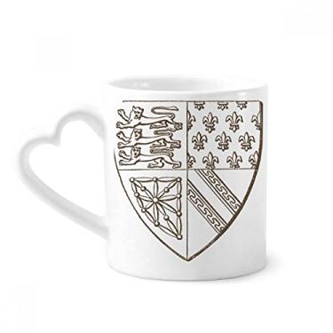 Imagem de Caneca preta branca barroca arte escudo leão padrão caneca café cerâmica copo coração vidro