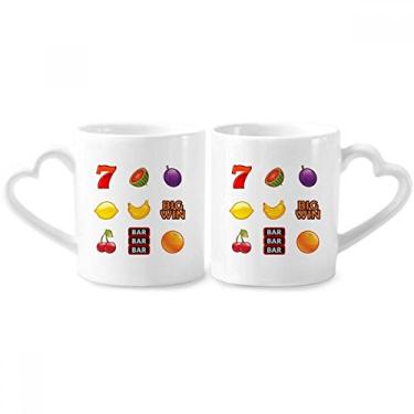 Imagem de Conjunto de canecas de porcelana para casais, estampa de desenhos animados, estampa de fruta, coração