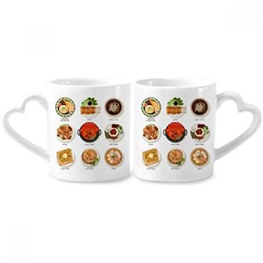 Imagem de Conjunto de canecas tradicionais de porcelana para casal, pratos saborosos de Singapura, copo de cerâmica para amantes, alça de coração