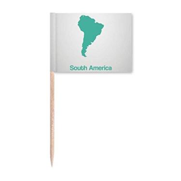 Imagem de Mapa verde da América do Sul com ilustração de palito, bandeiras marcadoras para decoração de festa