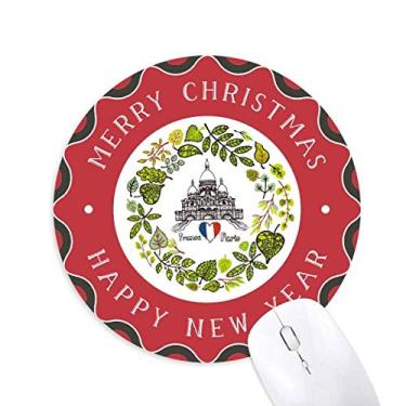 Imagem de DIYthinker Basilique Paris França Ilustração Mouse Pad Feliz Natal Redondo Borracha