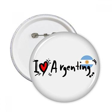 Imagem de I Love Argenting Word Flag Love Heart Illustration Round Pins Badge Button Emblem Acessório Decoração 5 peças