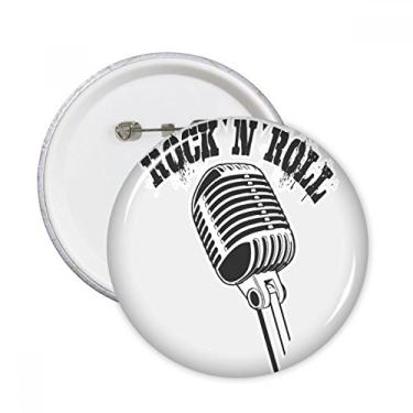 Imagem de Microfone ilustrado música padrão simples pinos redondos crachá botão emblema decoração acessório 5 peças