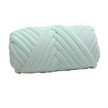 Imagem de harayaa 1 kg veludo grosso braço tricô confortável macio lavável diy crochê jumbo fio tubular para malha à mão almofada tecelagem cama para animais de estimação, verde claro