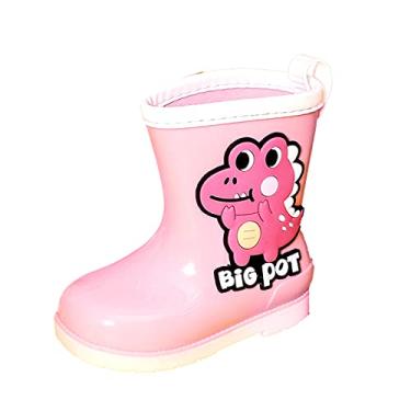 Imagem de Botas de dinossauro para bebês à prova d'água para meninos e meninas, sapatos de desenho animado para bebês roupas de primeiro dia para crianças (rosa, 7,5 a 8 anos)