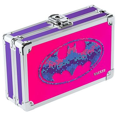 Imagem de Vaultz Cofre pequeno - 21 x 12 x 6 cm com fechadura para guardar material escolar, dinheiro e medicamentos - Batman, rosa