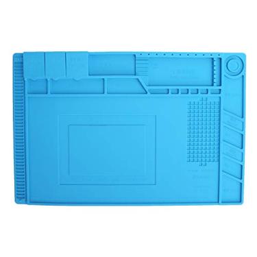 Imagem de Tapete de reparo magnético, peças de estação de solda resistentes ao calor de silicone para ranhura almofada de adsorção, ferramentas de solda azul claro
