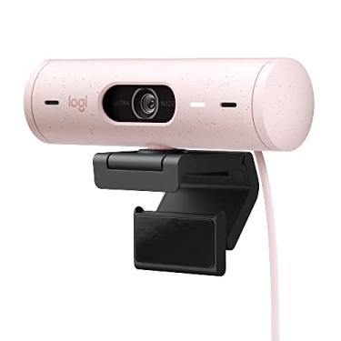 Imagem de Webcam Full HD Logitech Brio 500 com Microfones Duplos com Redução de Ruídos, Proteção de Privacidade, Correção de Luz e Enquadramento Automático - Rosa