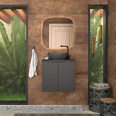 Imagem de Gabinete para Banheiro em Aço com Tampo de Vidro Umbu sem Cuba Cozimax Preto