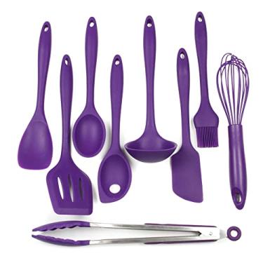 Imagem de Chef Craft Utensílios e utensílios de cozinha de silicone premium, conjunto de 9 peças, roxo