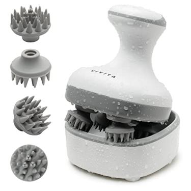 Imagem de VIVIYA Massageador elétrico de couro cabeludo, massageador de cabeça portátil recarregável com 8 garras de massagem removíveis, à prova d'água, arranhador de couro cabeludo portátil para massagem