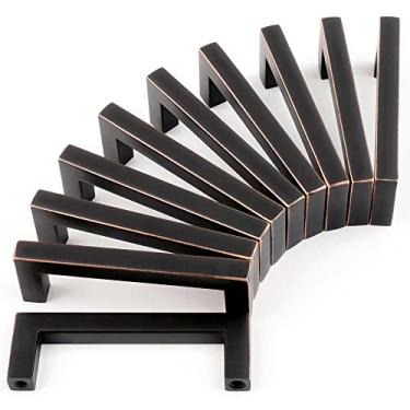 Imagem de Koofizo 1816 Puxador de barra quadrada para quarto, armário de banheiro, armário de mesa, gaveta, cômoda, cozinha, Screwhole Distance: 3"/76mm, Oil-Rubbed Bronze