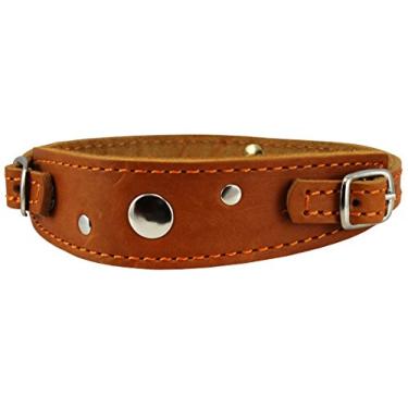 Imagem de Coleira Dogs My Love de couro genuíno com duas fivelas para cachorro 24,5-31,4 cm para raças pequenas e filhotes bronze