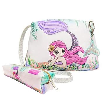 Imagem de Kit Infantil Bolsa e Estojo, Sereia Rosa - Magicc Bolsas