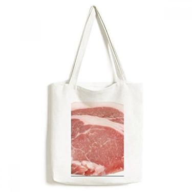 Imagem de Bolsa de lona com textura de carne crua de porco, bolsa de compras casual