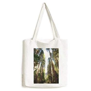 Imagem de Bolsa de lona verde floresta, ciência, natureza, paisagem, sacola de compras, bolsa casual
