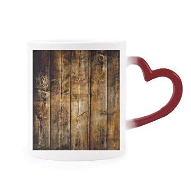 Imagem de Caneca de madeira preta bronze retrô envelhecida irregular sensível ao calor Caneca vermelha muda de cor