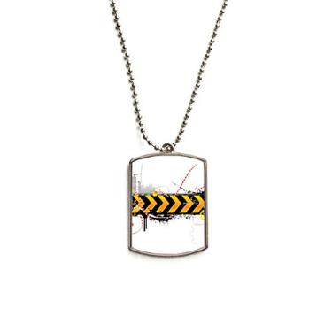 Imagem de DIYthinker Colar com pingente de etiqueta de cachorro de aço inoxidável com tiras pretas e amarelas longas com logotipo