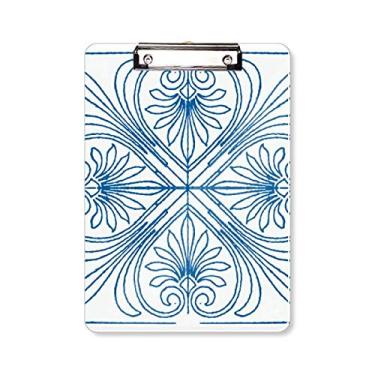 Imagem de Prancheta decorativa azul estilo Talavera, pasta, bloco de notas A4