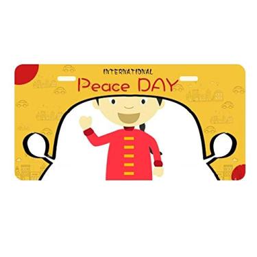 Imagem de DIYthinker Vestido longo vermelho China desenho placa placa placa etiqueta decoração carro dia da paz