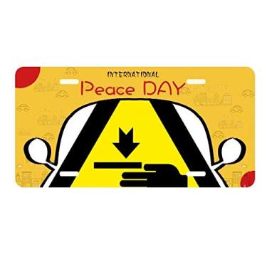 Imagem de DIYthinker Símbolo de aviso amarelo preto mão triângulo placa etiqueta decoração carro dia da paz