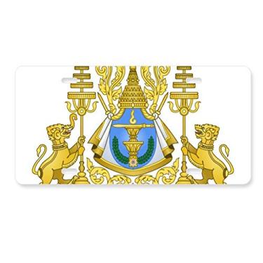 Imagem de DIYthinker Placa de licença Phnom Penh Camboja com emblema nacional de aço inoxidável para decoração de automóveis