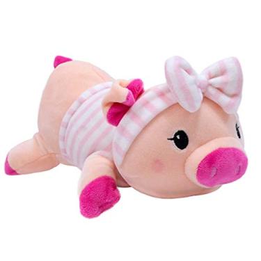 Imagem de Porco Roupa Laço Deitado 27 Cm - Pelúcia