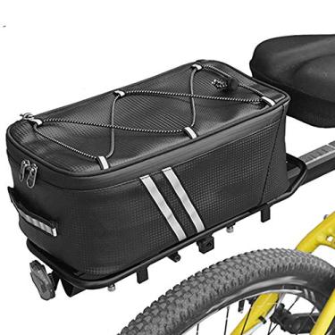 Imagem de C/H Bolsa para bagageiro para bicicleta 7L bolsa traseira resistente à água para bicicletas, bolsa impermeável com tiras refletoras, capa traseira ajustável