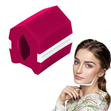 Imagem de Exercitador de mandíbula para o pescoço da mandíbula, redutor de queixo duplo, redutor de queixo, redutor de rosto, exercitador de boca (rosa vermelha)