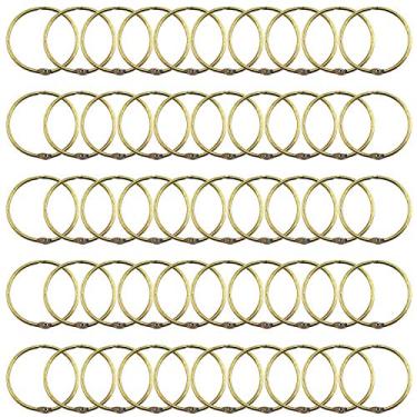 Imagem de Anel de livro Lind Kitchen 50 peças, anel de metal solto, folha, fivela articulada, anéis de encadernação, scrapbook, álbum, artesanato, álbum de fotos faça-você-mesmo, 2"xBronze