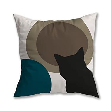 Imagem de Capa de Almofada Abstrato Suede Toque Aveludado Zíper Invisível (Abstrato Gato Lua - 45 x 45 cm)